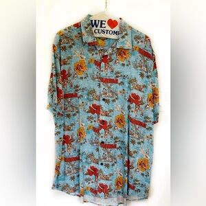Blue Margaritaville Hawaiian Rayon Shirt, Large